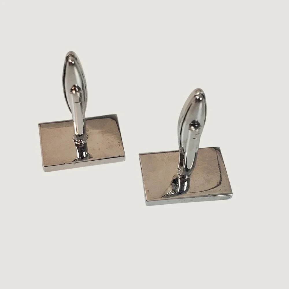 Mens American Flag Cufflinks Silver Tone Red White Blue Enamel Patriotic USA
